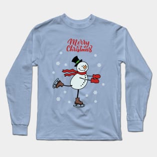 Ice Skating Snowman Long Sleeve T-Shirt